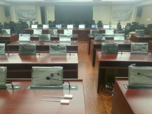 超薄一體升降會議桌帶話筒（含超薄顯示屏話筒、話筒不升降）